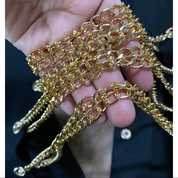 Denim Chained Gold Tone Belted Dress Romper Vintage Style Black NWT - Picture 7 of 15